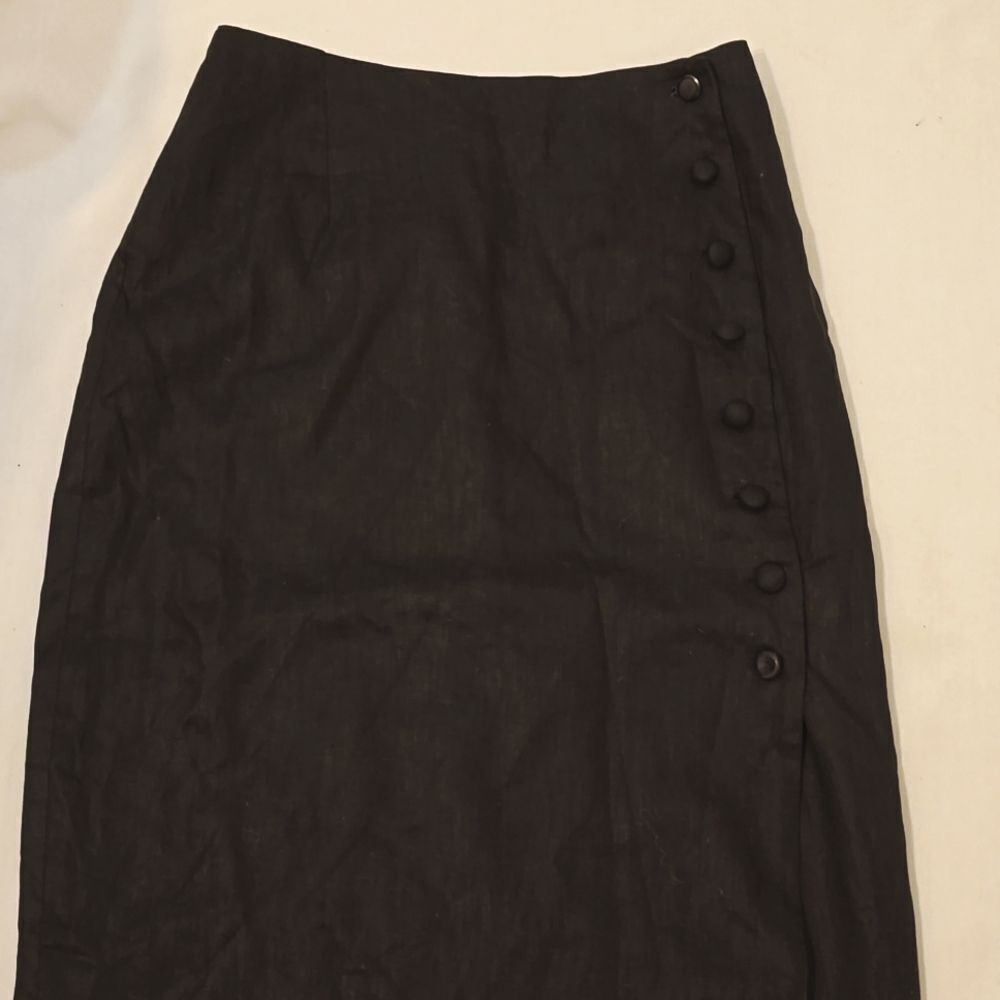 Bob Mackie Black Pencil Skirt with Side Button Detail